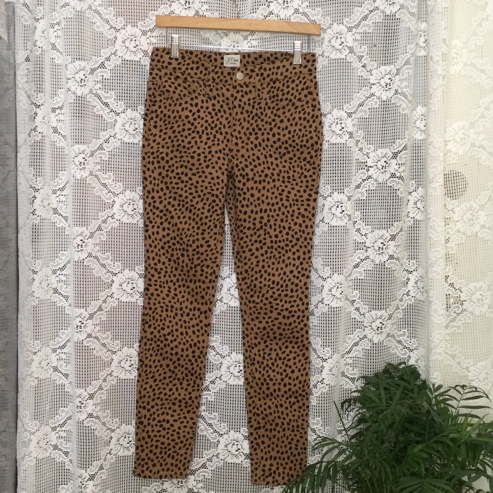 J.Crew Women’s 9” Toothpick Denim Leopard Print Jeans Size 25